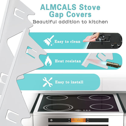 Stove Gap Covers Stainless Steel, 2 Pack Stove Gap Filler Easy Retractable Length 13.8" to 27.5", Width 0.79" Stove Gap Guards Range Trim Kit, Heat Resistant Guard Between Stove Top & Counter