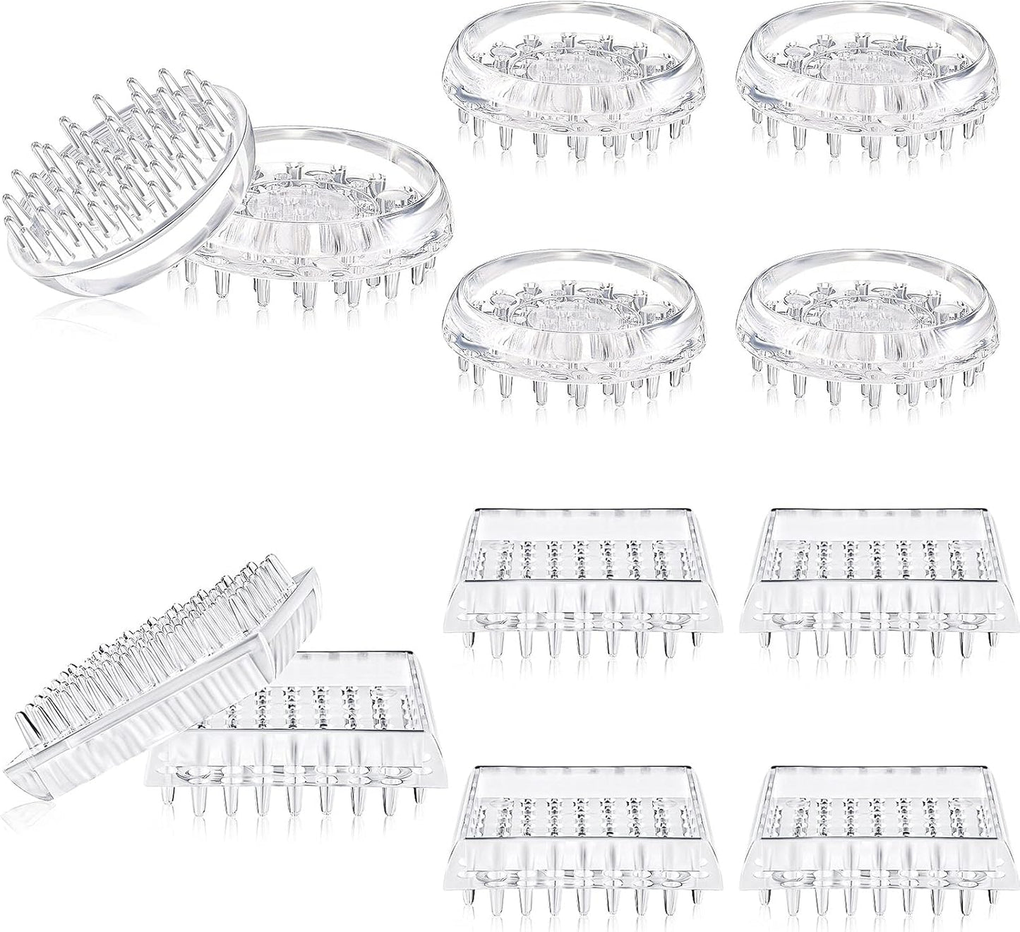 Queekay 8 Pcs Carpet Protector Spiked Plastic Caster Cups Round and Square Comfortable Touch Caster Cup Spiked Furniture Protector for Sofas, Tables, Chairs Offices Bookcases Other