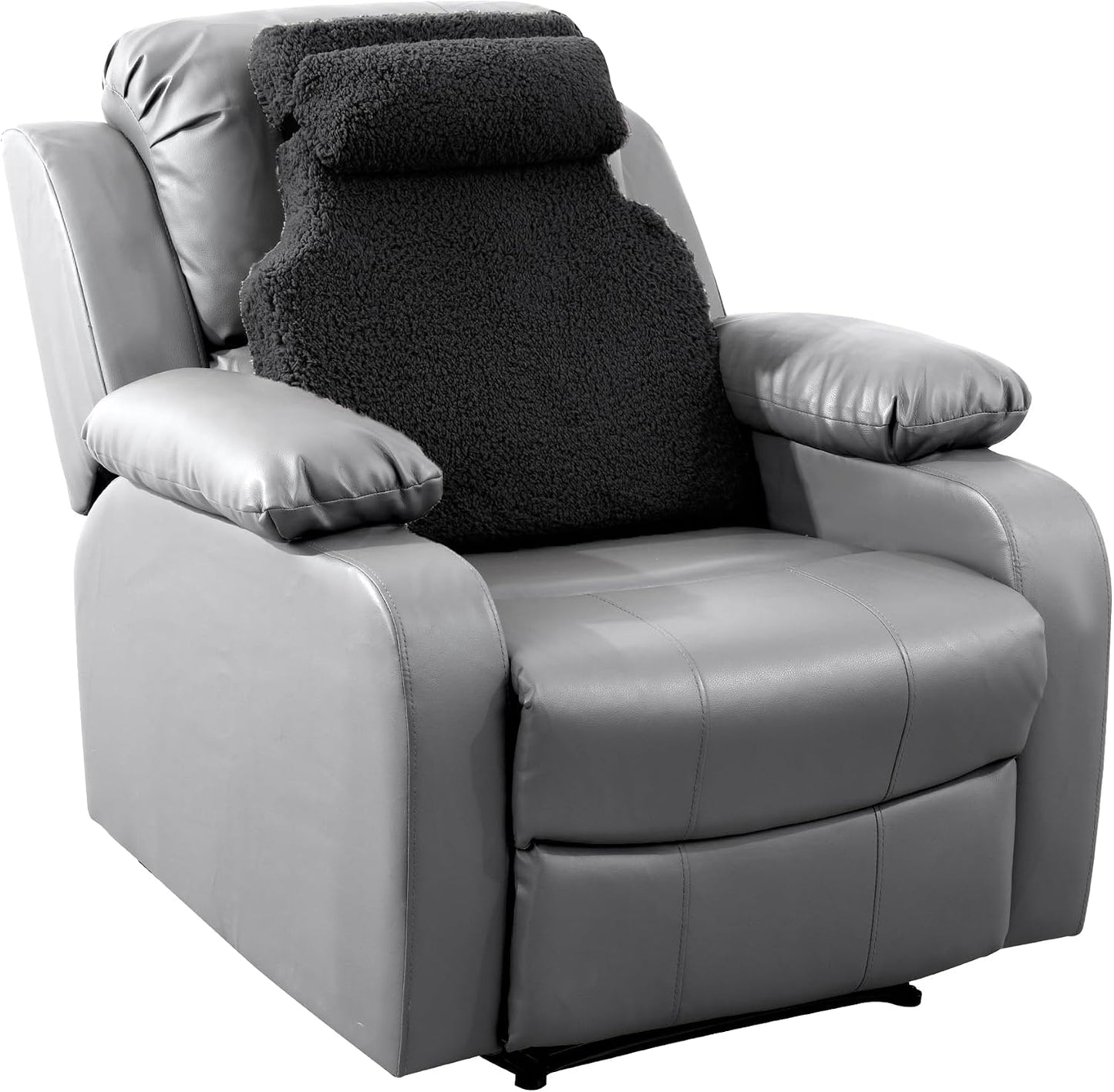HOMBYS Sherpa Fleece Lumbar Support Pillow with Headrest for Recliner,Memory Foam Recliner Chair Cushion for Back Pain,Big High Back Support for Recliner with Chair Headrest for Elderly (Khaki)