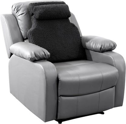 HOMBYS Sherpa Fleece Lumbar Support Pillow with Headrest for Recliner,Memory Foam Recliner Chair Cushion for Back Pain,Big High Back Support for Recliner with Chair Headrest for Elderly (Khaki)