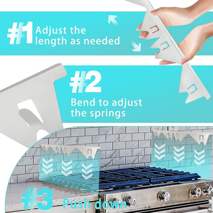 Stove Gap Covers Stainless Steel, 2 Pack Stove Gap Filler Easy Retractable Length 13.8" to 27.5", Width 0.79" Stove Gap Guards Range Trim Kit, Heat Resistant Guard Between Stove Top & Counter