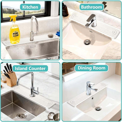 Faucet Mat for Kitchen Sink, Water Absorbing Stone Tray for Sink Counter, Quick-Dry Faucet Splash Guard & Drying Mat, Non-Slip Sink Protector