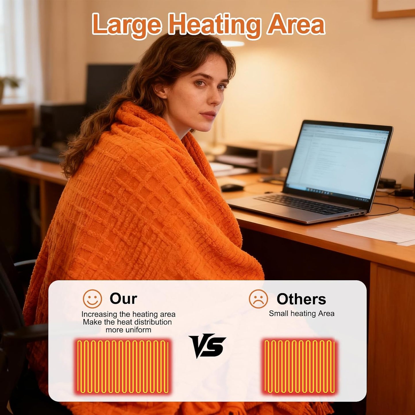 Heated Blanket Electric Throw, 50"X60" Heating Blanket Waffle with 12 Heat Levels, Fast Heating Blanket with 1-12H Timer, Overheat Protection with ETL & FCC for Bed Home Office Sofa (Light Gray）