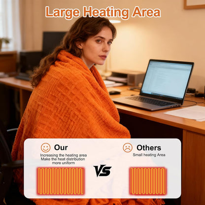 Heated Blanket Electric Throw, 50"X60" Heating Blanket Waffle with 12 Heat Levels, Fast Heating Blanket with 1-12H Timer, Overheat Protection with ETL & FCC for Bed Home Office Sofa (Light Gray）