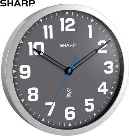 Sharp 12-Inch Atomic Wall Clock, Battery Operated, White with Black Frame | Self-setting atomic time; Easy-read analog face; Automatic time adjustment; Simple setup; Versatile home or office style