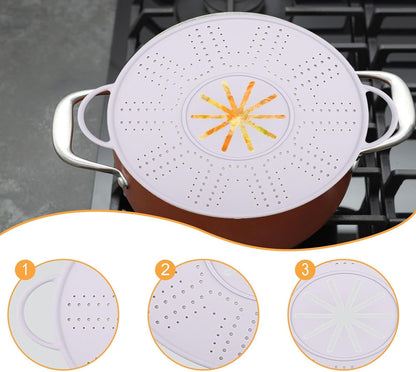 Spill Stopper Lid Silicone Boil Splatter Screen Pot Cover with Double Handles Anti Overflow Mat Heat Resistant for Cooking and Steam, Green