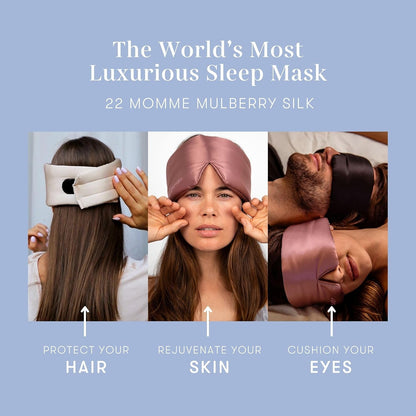 DROWSY Silk Sleep Mask - Face-Hugging, Padded Cocoon for Luxury Sleep in Total Darkness - 100% Pure Mulberry Silk, Skin-Hydrating & Adjustable (Midnight Blue)