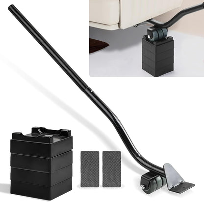 Furniture Metal Lifters for Sofa Refrigerator Washing Machine, 6PCA | Furniture Lifter Tool, Lifts Up to 400 Lbs, Wheels Easily Safe to Move Sofa, 4 Raise Blocks, 2 Protective Pads