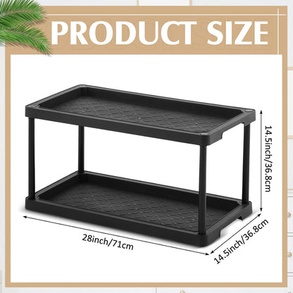 Cinnvoice Boot Tray Rack for Entryway Plastic Waterproof Shoe Mat Tray Large Storage Shelf for Indoor Outdoor Entryway Hallway Closet Use in All Seasons Black(28" d X 14.5" w X 14.5" h)