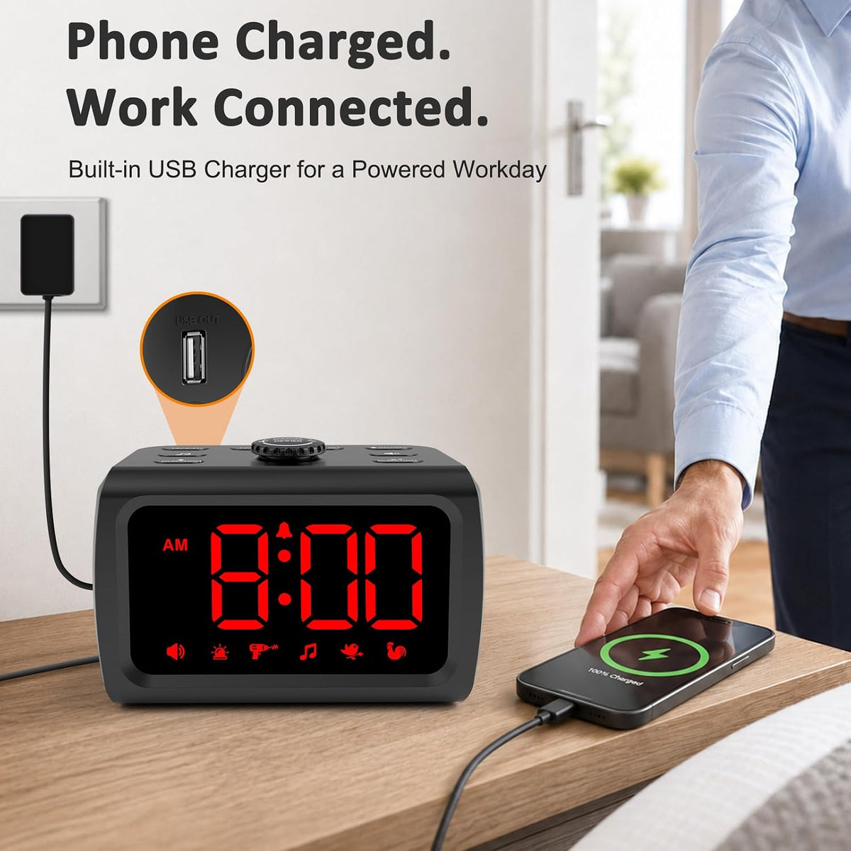 Peakeep 115dB Super Loud Alarm Clock for Heavy Sleepers Adults Teens