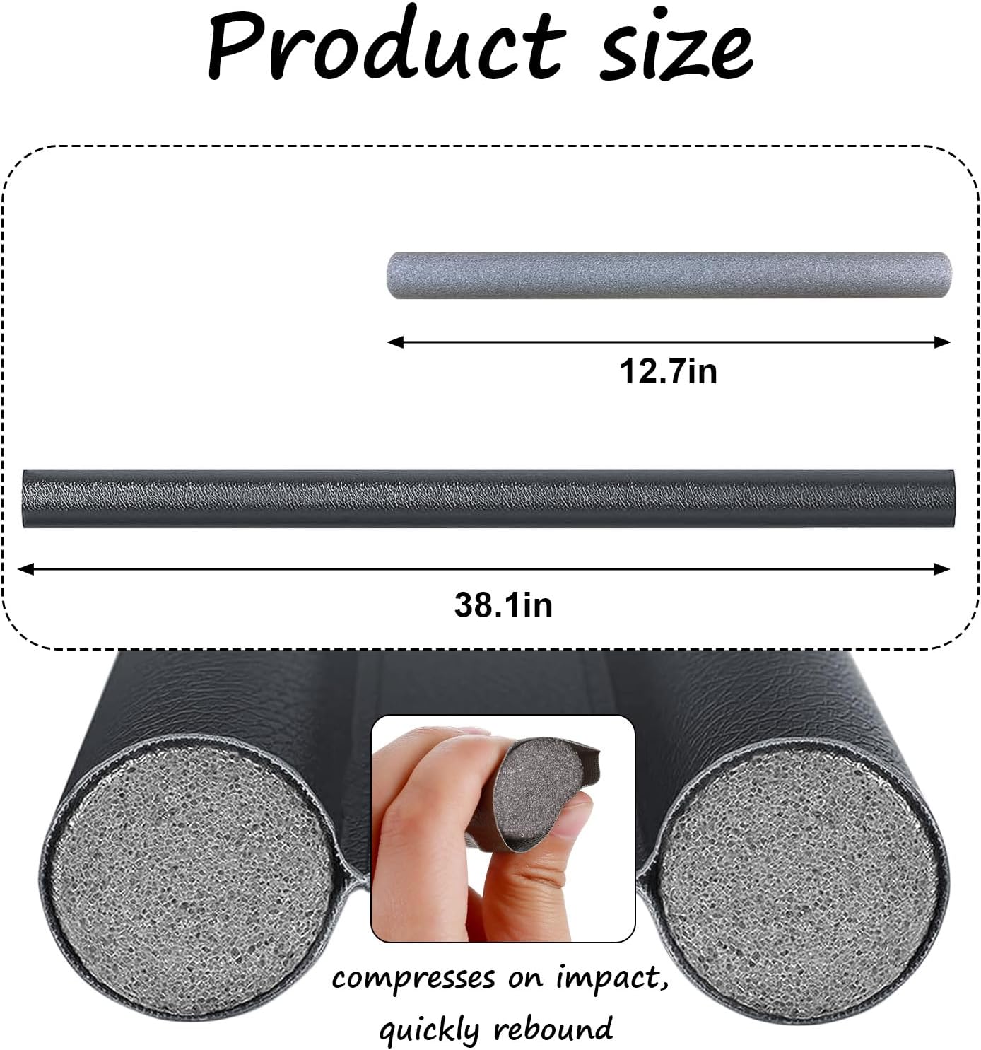 Wanheart Under Door Draft Stopper 38 Inch, Door Sweep for Bottom of Door | Draft Blocking, Small Gap Fit, Trim to Size, No Adhesive, Wipeable Cover