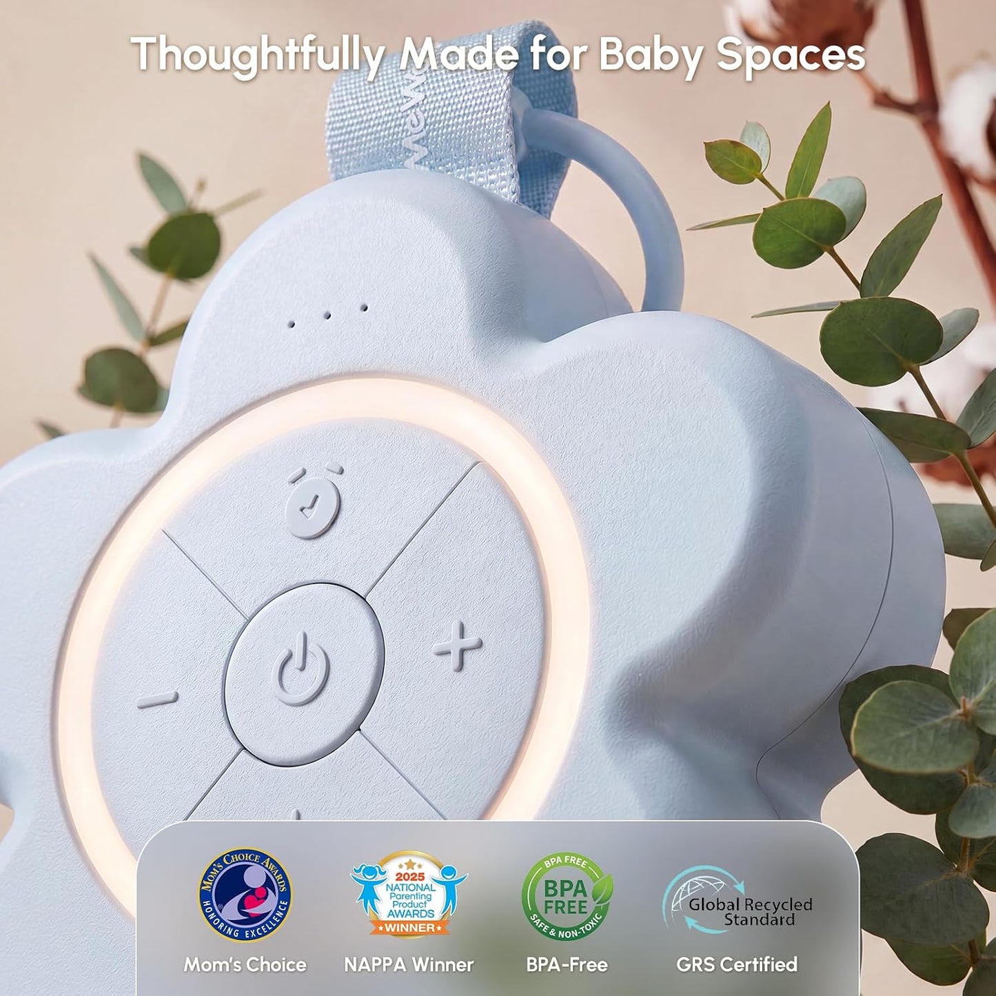 Mewaii Portable Sound Machine Baby for White Noise, Night Light for Kids | 25 Soothing Sounds, Rechargeable Travel Sound Machine, Newborn Essentials Shower Gift, For Nursery, Home, Sleep Aid