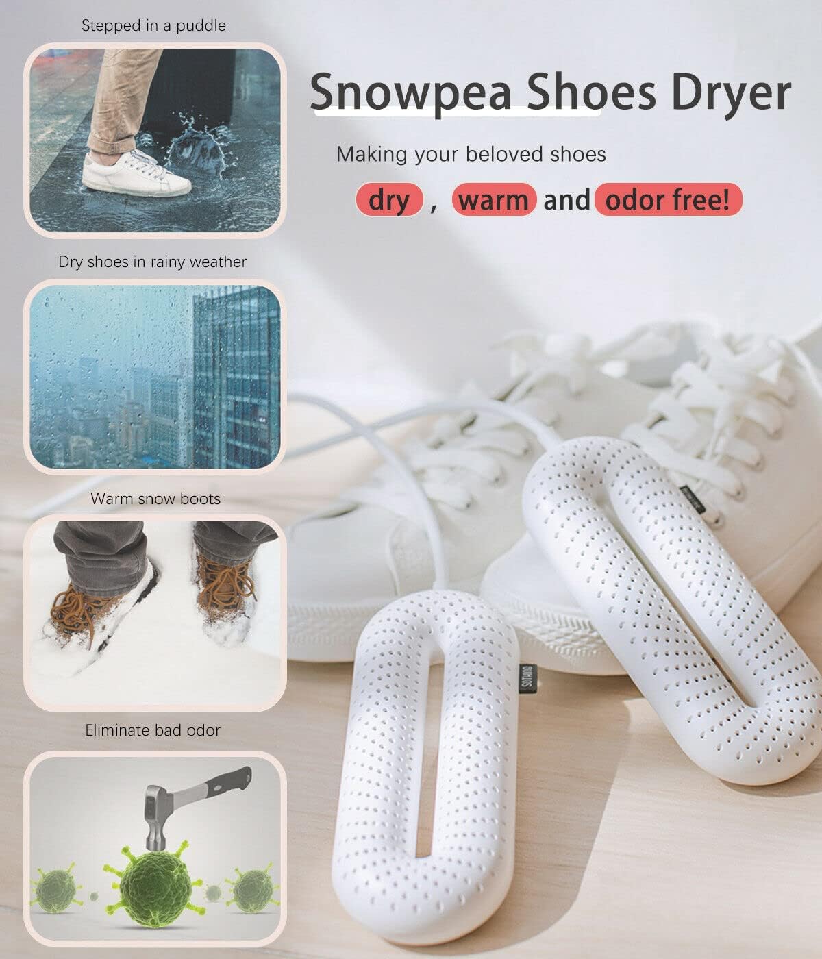 Electric Shoe Dryer, Ski Boots Dryer, Shoe & Boot Warmer for Sweaty Sneakers Trainer Shoes with 3/6/9 Hours Timer