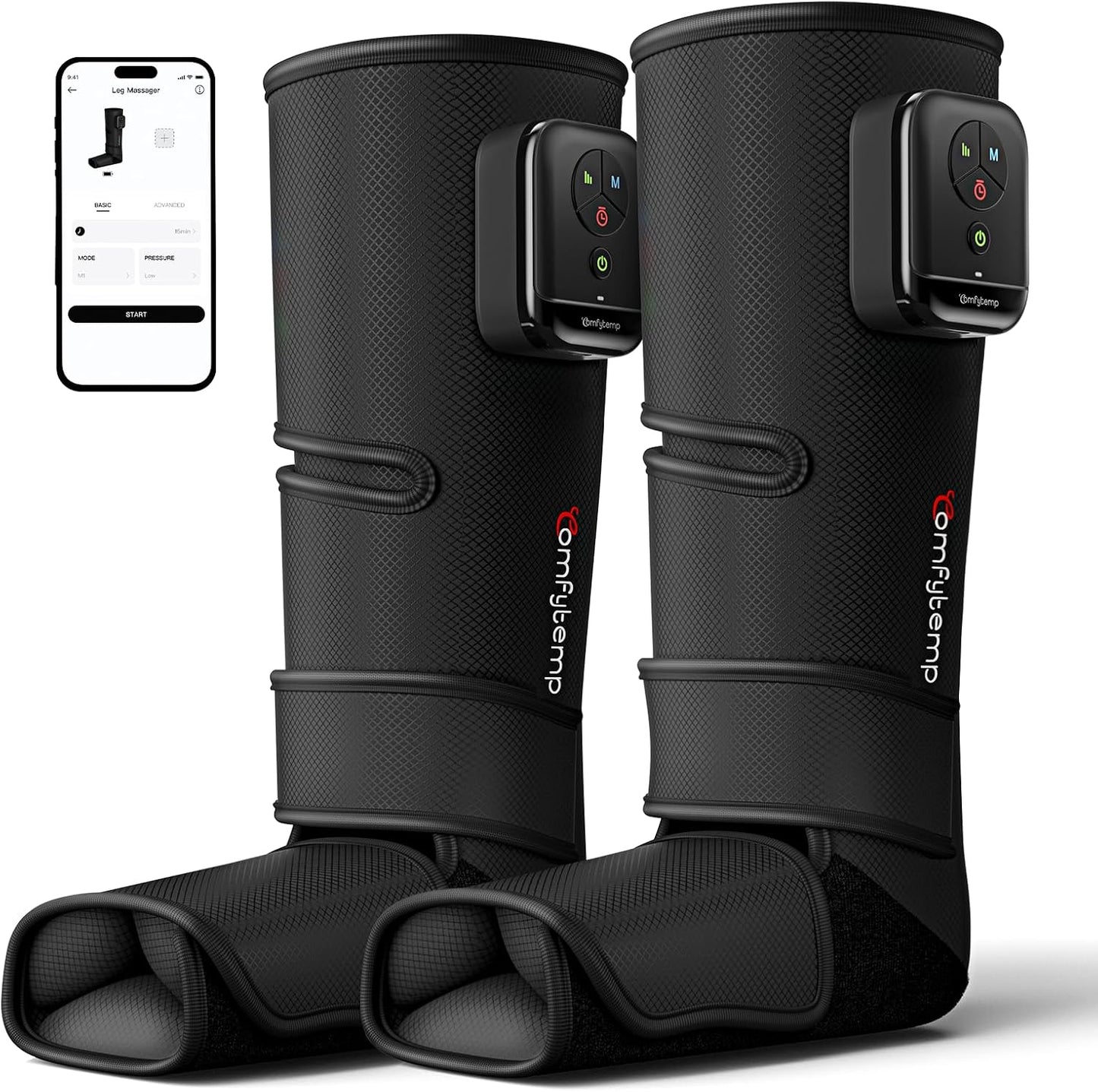 Comfytemp Air Compression Leg Massager for Circulation and Pain Relief FSA | Cordless & Rechargeable, Recovery for Varicose Veins, RLS, Foot and Calf Compression Boots, HSA Eligible (Fit Calf 13"~19")