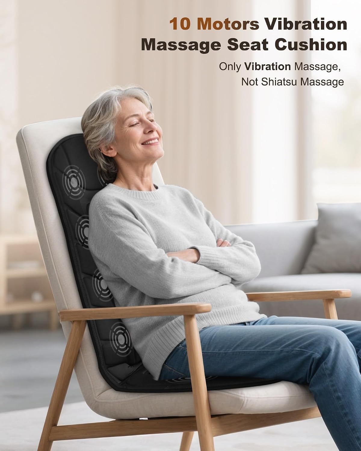 Snailax Back Massager with Heat, Vibration Massage Chair Pad, Seat Cushion | 10 Motors, 5 Modes, 3 Intensities, 2 Heat Settings, 3 Heating Areas, 30/60/90-Min Timer, Foldable, Carry Bag, 2026 Upgraded