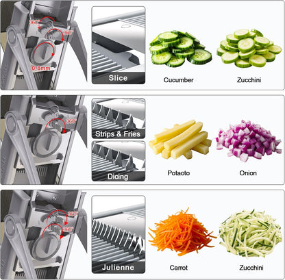 Safe Mandoline Slicer for Kitchen, Potato Slicer for Chips,Vegetable Cutter | Potato Slicer for Chips, 6 in 1 Vegetable slicer with Thickness Adjuster, Faster Kitchen Slicer for Meal Prep (Only Slice)