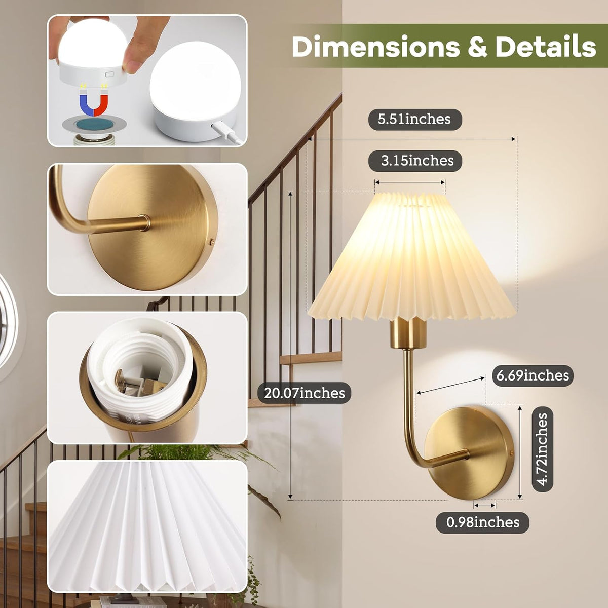 Rechargeable Battery Operated Wall Sconce Sets of 2, 15 Colors Wireless gooseneck Black Wall Lights Fixture with Dimmable Bulbs and Remote, Not Hardwired Wall Mounted Lamps for Bedroom Living Room