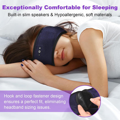 Sleeping Headphones Headband with Adjustable Hook and Loop, Bluetooth Headband Headphones for Sleeping Workout Running Yoga Gift - Unisex Purple