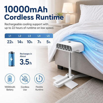 Rhona Breezel Sleep Bed Fan, Bed Cooling System with Remote Control, 5 Speeds, Quiet Airflow, Adjustable Height, Digital Display and Timer for Bedroom Night Cooling