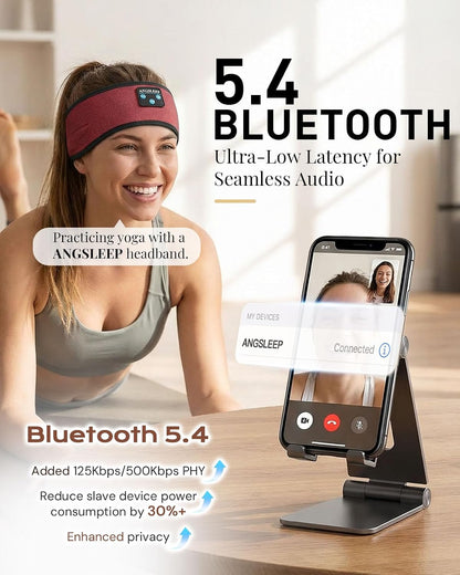 Sleep Headphones Bluetooth 5.4 Headband, Wireless Sleep Headphones with Ultra-Thin Stereo Speakers for Side Sleepers, Breathable & Soft Sports Headband for Running Exercise, Yoga, Travel