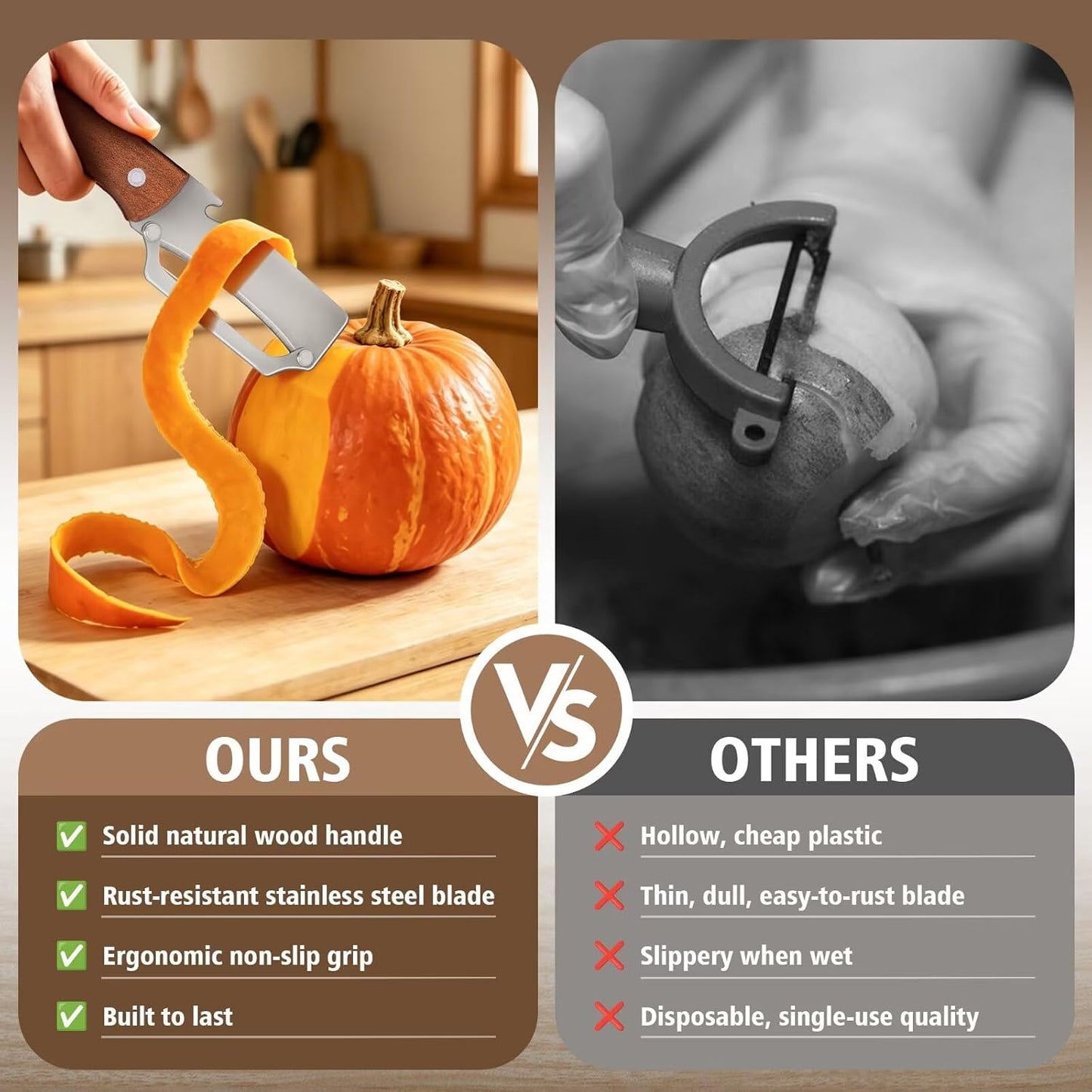 Multifunctional Vegetable Potato Peeler for Kitchen，Wooden-Handled Stainless Steel Sharp Peeler Knife with Built-In Bottle Opener for Veggie, Fruit, Potato, Carrot, Apple Ergo 1PCS