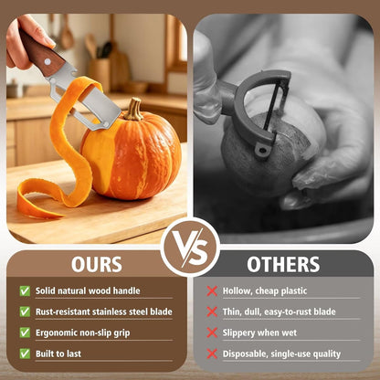 Multifunctional Vegetable Potato Peeler for Kitchen，Wooden-Handled Stainless Steel Sharp Peeler Knife with Built-In Bottle Opener for Veggie, Fruit, Potato, Carrot, Apple Ergo 1PCS