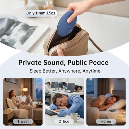 Kinglucky Pillow Speaker for Sleeping, Built-in White Noise Ultra-Thin Bluetooth 6.0 Under Pillow Speaker for Side Sleepers,Auto Shut-Off, Rechargeable Portable for Travel, Couples Shared Bed, Blue