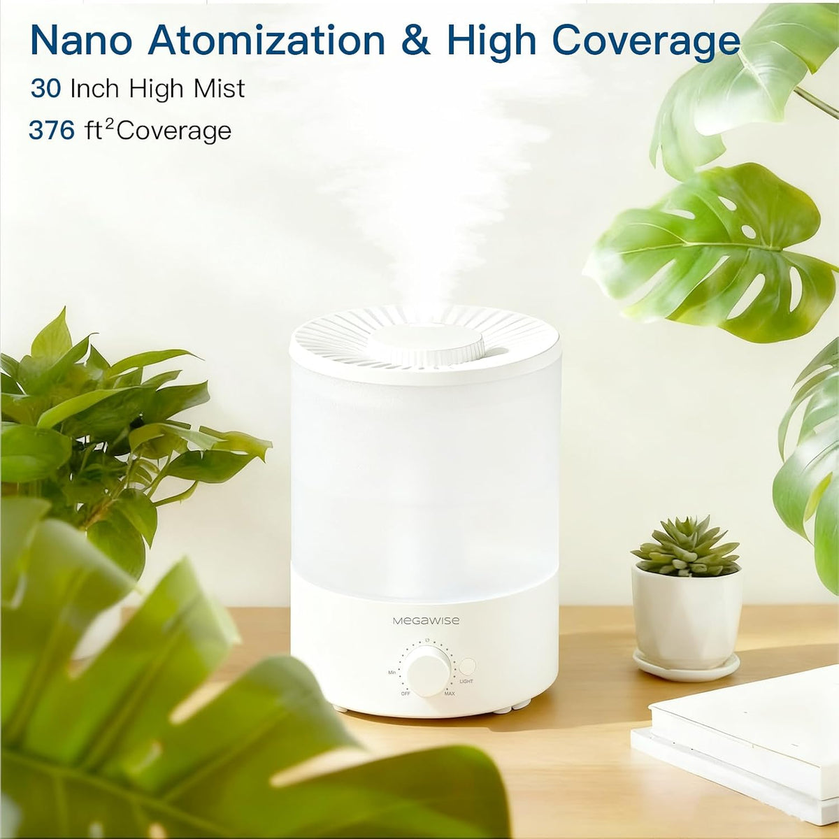 MEGAWISE 3.5L Quiet Humidifier, 7-Color Light, Auto Shut-Off, Cool Mist