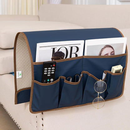 HAOMAIJIA Sofa Armrest Organizer, Remote Control Holder for Recliner Couch | Anti Slip Arm Chair Bedside Caddy Storage Organizer With 6 Pockets For Cell Phone Tv Remote Control Magazines (brown)