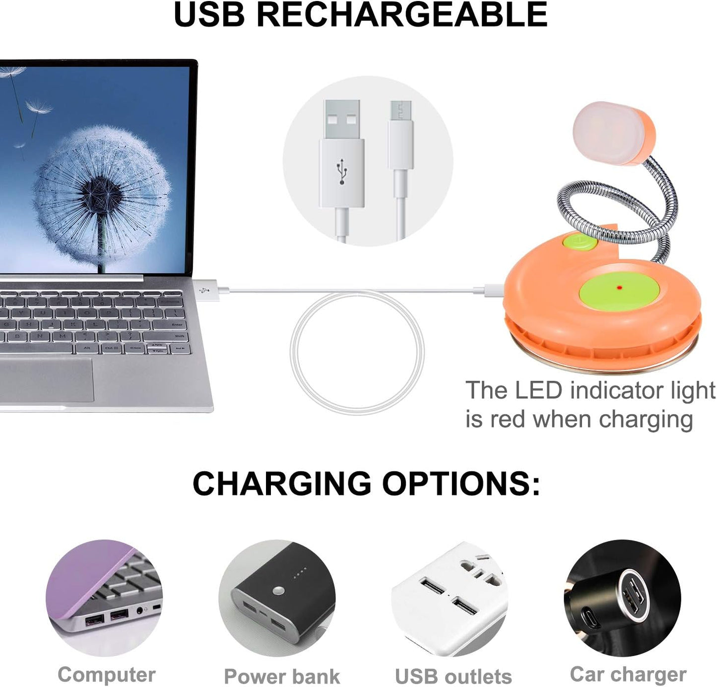LUXSWAY Rechargeable Reading Light for Kids, LED Book Light with Magnetic Clip and Flexible Gooseneck, Cute Amber Bookmark Light - Violet