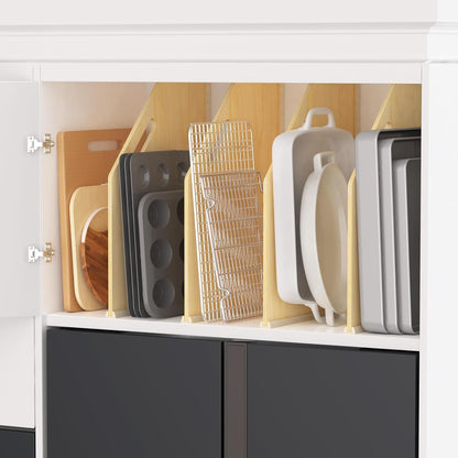 4 Pack Wood Tray Dividers for Cabinet, Cookie Sheet Organizer for Cabinet | No cutting required, Premium Wood, 2 Assembly Methods, Kitchen Cabinet Dividers for Storing pans, Baking tray, Cutting Board