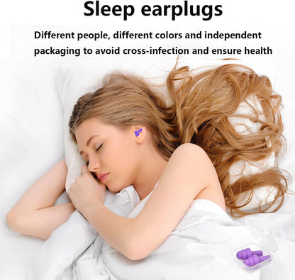Earplugs for Sleeping Noise Cancelling, 8Pairs Reusable Ear Plugs | Super Soft Silicone, NRR 32 dB, Triple Seal Waterproof, Sleep/Swim/Concerts/Work, Washable BPA-Free, 8Colors Individual Packs