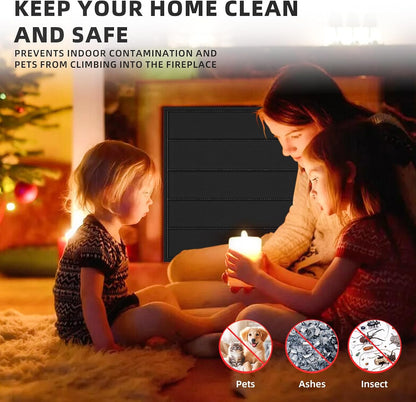 36"×27" Magnent Fireplace Cover,Fireplace Blocker Blanket for Stop Heat Loss and Save Enegry,Indoor Fireplace Draft Stopper with Built-in 12 Strong Magnet for Iron Fireplace Frame