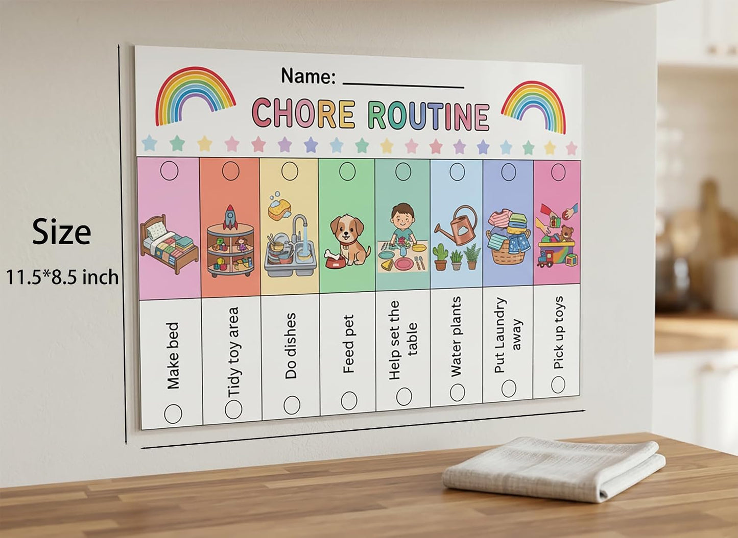 19PCS Kids Flip Daily Household Routine Chart Set – Morning/Afternoon/Bedtime & Chore Visual Schedule for Kids with Include Customizable Routine Chart with Stickers & Velcro Dots