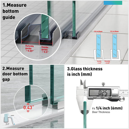 Sliding Shower Door Bottom Seal,2 PCS 3/8" x 36" | Sliding Shower Door Sweep for 3/8Inch Glass, Frameless Glass Door Seal Strip Stop Shower Leaks and Create a Water Barrier