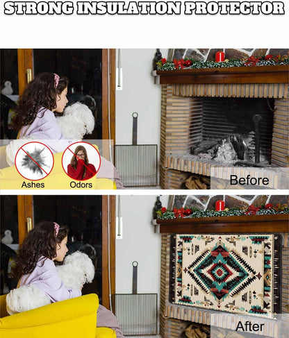 Western Aztec Magnetic Fireplace Cover Decorative Indoor For Brick Fireplace, Rustic Tribal Southwestern Boho Ethnic Insulation Fireplace Blocker Blanket Draft Stop Hot Heat Save Energy, 36"Wx27"H