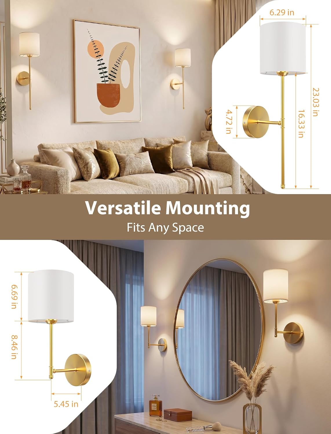Wall Sconces Set of Two Rechargeable Cordless Wall Decor with Magnetic Bulb