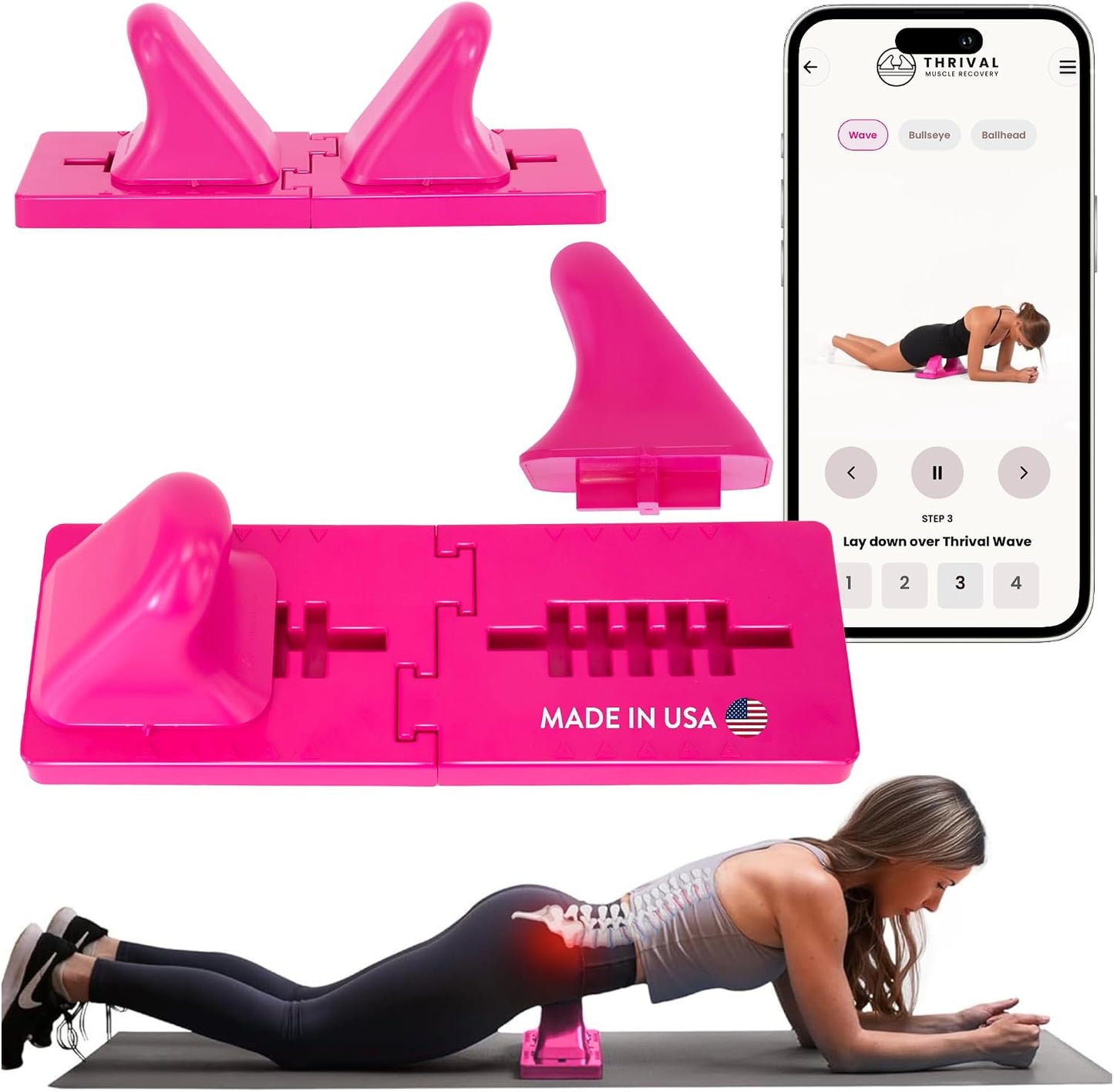 Arch Back Stretcher, Psoas Muscle Release Tool, Carbon Black | Fully Adjustable, Thrival App Compatible, Trigger Point Relief