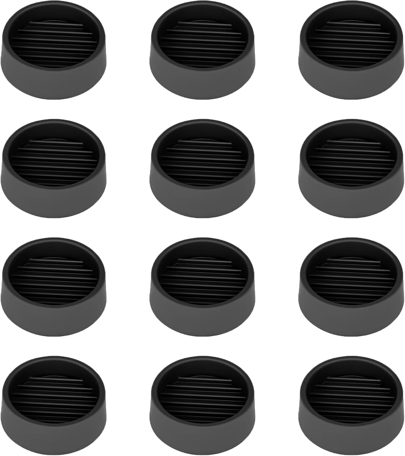 2X2 Round Rubber Caster Cups, Non Slip Furniture Pads - 4 Pack | Anti-Slip Gripper, Anti Skid Furniture Feet, Anti Slide Floor Protector for Bed Couch Table Chair Stoppers, Black