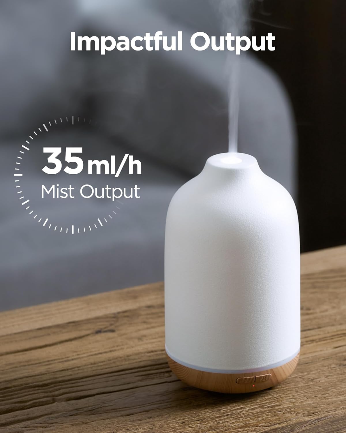 InnoGear Essential Oil Diffuser, 150ml Ceramic Stone Diffuser Handcrafted Aromatherapy Diffusers Ultrasonic Cool Mist Humidifier Vaporizor with 2 Mist Modes Waterless Auto Off for Room Office, White