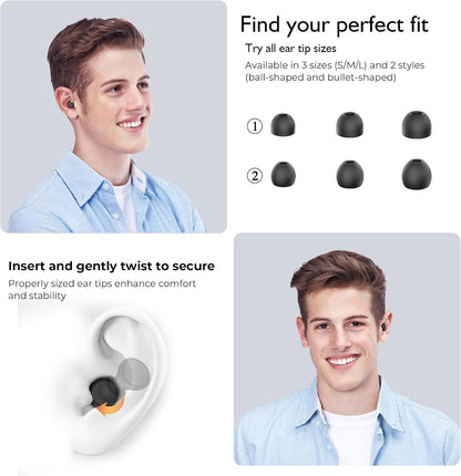 Jayine 2 Pairs Ear Plugs for Sleeping, Soft Full Silicone Ear Plugs for Noise Reduction 25dB, Reusable Hearing Protection Earplugs for Concert, Focus, Noise Sensitivity, 8 Ear Tips in S/M/L - Purple