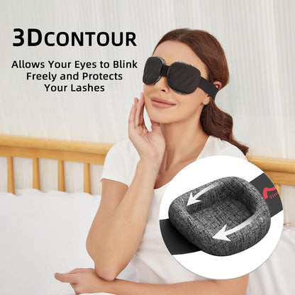 Sleep Eye Mask for Sleeping, 100% Blackout Eye Mask for Women & Men, 3D Contoured Zero Pressure Design, Adjustable Soft Blindfold, Eyelash Friendly Sleep Mask for Travel, Nap & Night Sleep