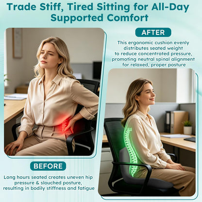Ergonomic L-Shaped Memory Foam Seat Cushion & Lumbar Support