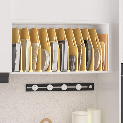4 Pack Wood Tray Dividers for Cabinet, Cookie Sheet Organizer for Cabinet | No cutting required, Premium Wood, 2 Assembly Methods, Kitchen Cabinet Dividers for Storing pans, Baking tray, Cutting Board