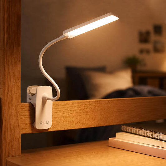 Eye Caring LED Clip on Light for Bed Book Reading, 5 Color 5 Brightness
