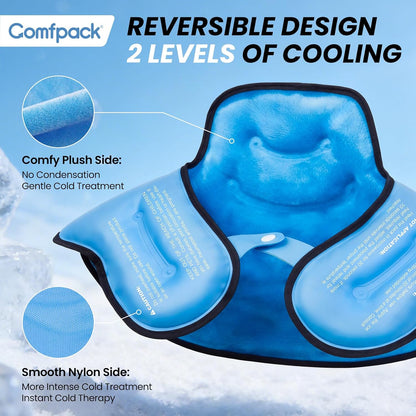 Comfpack Ice Pack for Neck and Shoulder Pain Relief, Large Neck Ice Pack Wrap with Ultra-Soft Plush Lining, Reusable Cold Compress Therapy for Cervical Injuries, Surgery, Post-Workout Recovery Gifts