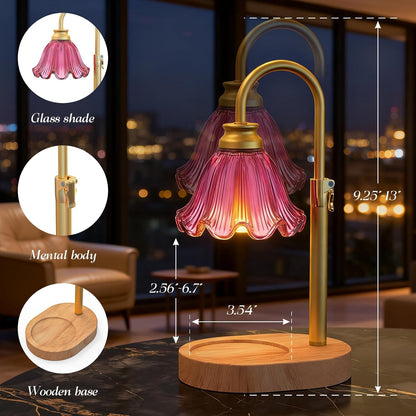 Flower Candle Warmer Lamp,Adjustable Timer & Dimmer(Green) | Adjustable height fits jars. Timer & dimmer safe melt. 2 bulbs & heat-proof base. Perfect for bedroom, office, or gifting.