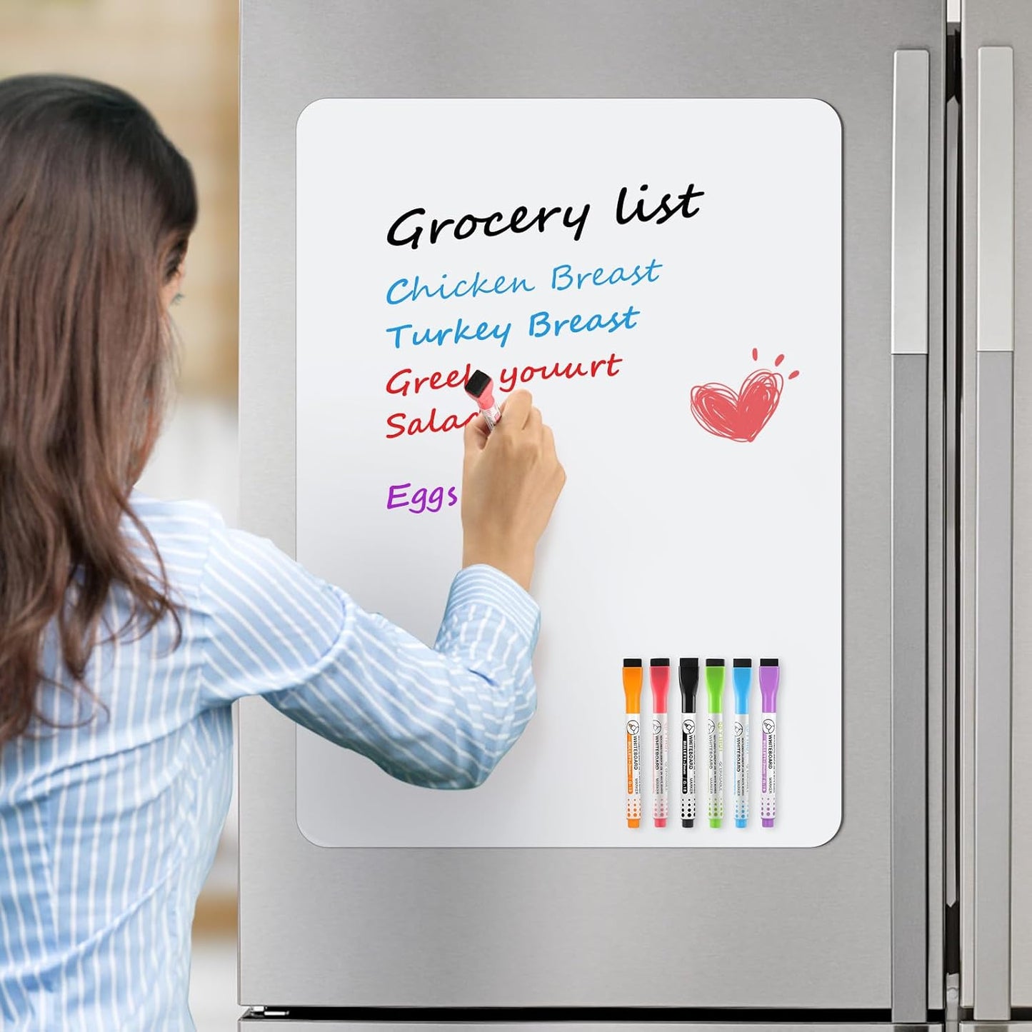 MaxGear Magnetic Dry Erase Board for Fridge, 12 x 8 Inch, Markers Included | Strong Magnetic Backing, Stain Resistant Surface, Easy to Write and Erase, Ideal For To-do Lists, Includes 3 Markers 1 Erase