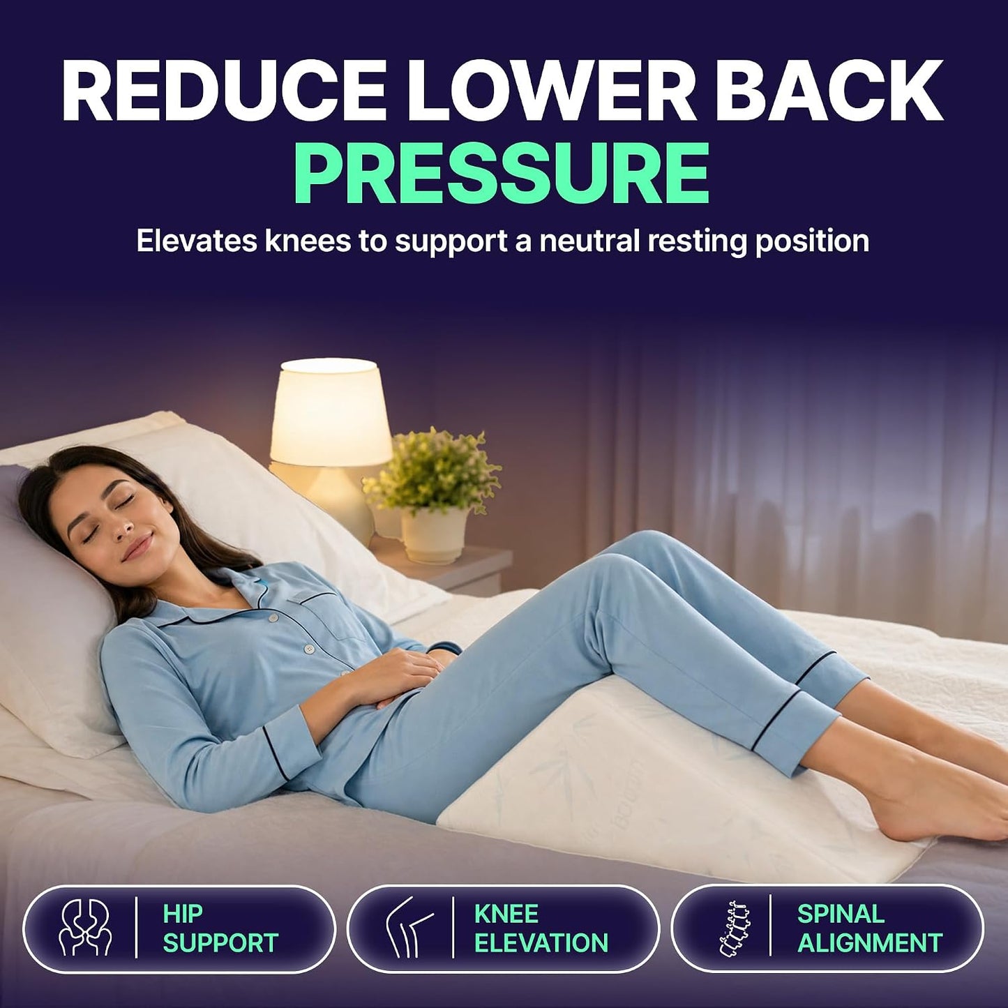 Back Support Systems The Angle Wedge Pillow – Leg & Knee Pillow Wedge for Sciatica Pain Relief, Body Pain, Lumbar Decompression – Sherpa Cover & Foam Cushion Bed Bolster for Lower Back Support, Large