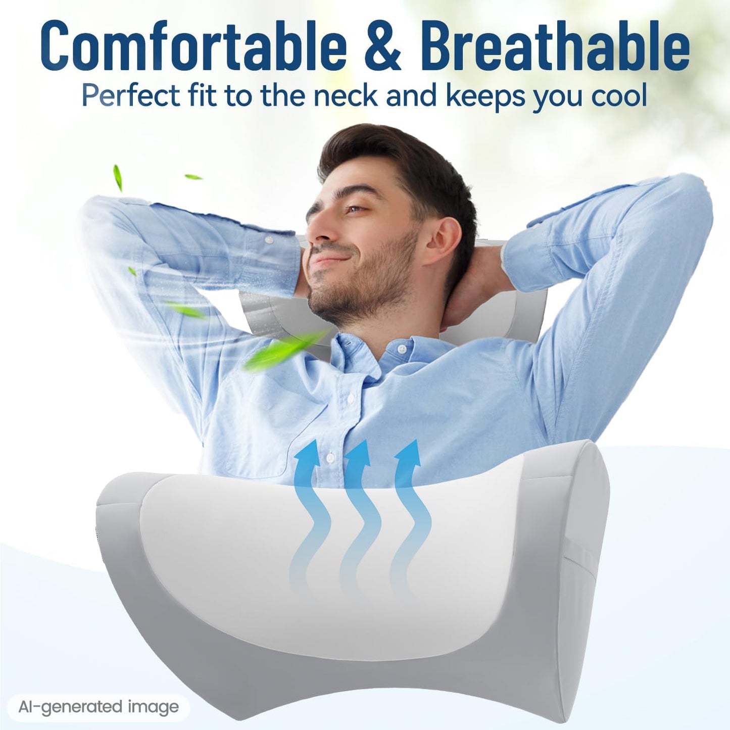 PouHenier.jh Neck Pillow for Recliner Office Gaming Chair Support, Grey | Small Head Rest, for Couch Beach Lounger Headchair Sitting, Non-Slip Soft Memory Foam Ergonomic Headrest, for Pain Relief
